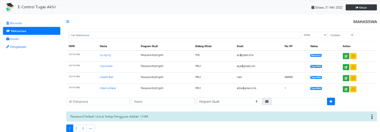 Halaman dashboard